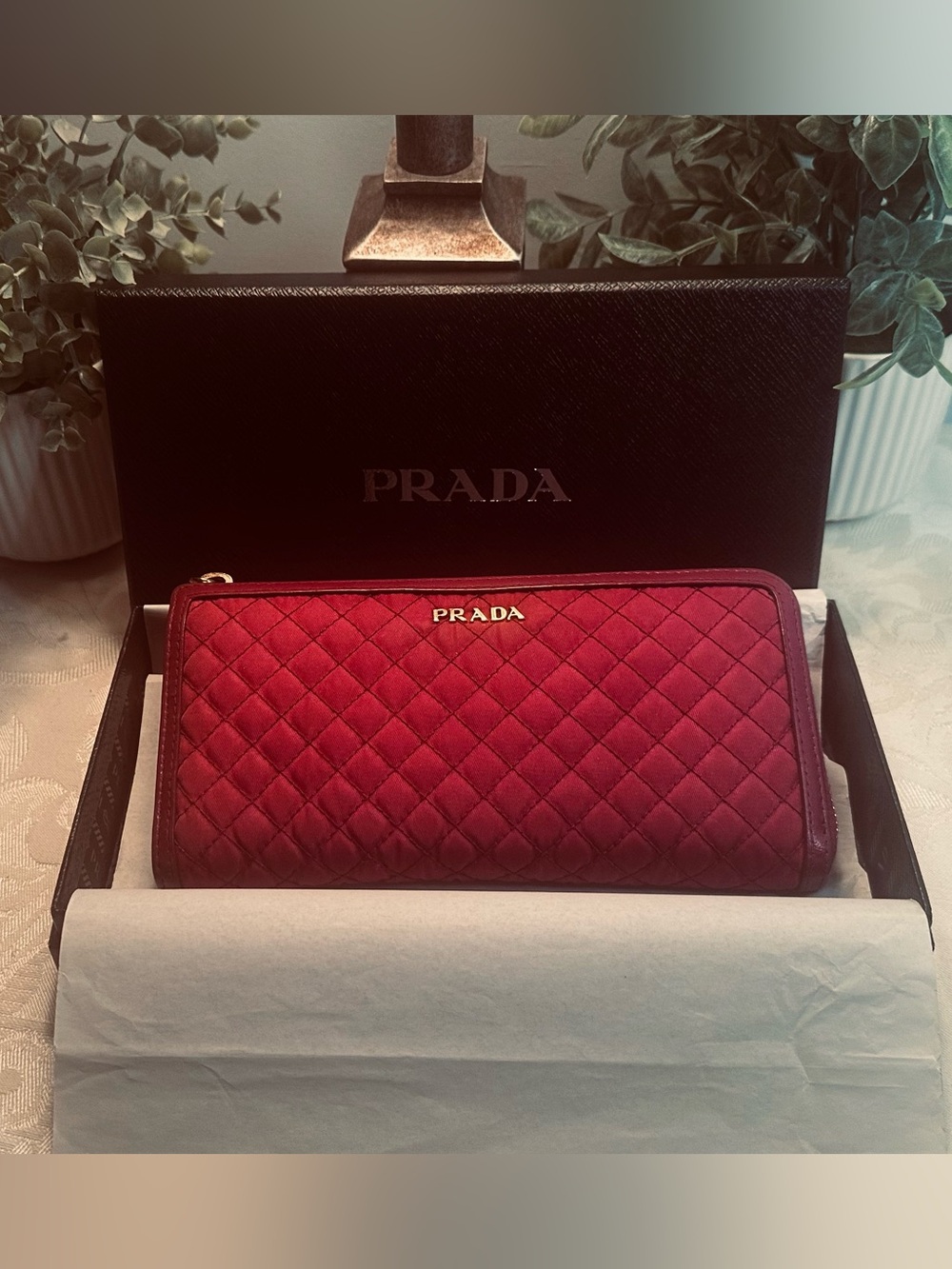 Prada Tessuto Zip-Around‎ Wallet – Ibisco (Fuchsia) All Inclusive w/ Prada box
